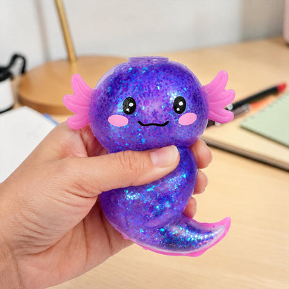 Axolotl Glitter Squishy 4-Inch Stress Reliever | Purple