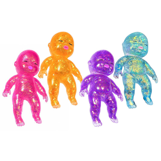 Squishy Glitter Baby 4-Inch Stress Reliever | Random Set of 4