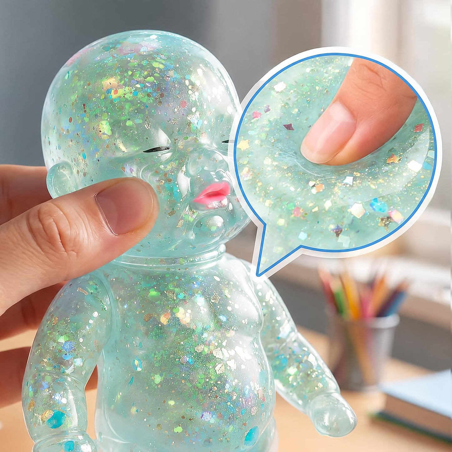Squishy Glitter Baby 4-Inch Stress Reliever | Random Set of 4