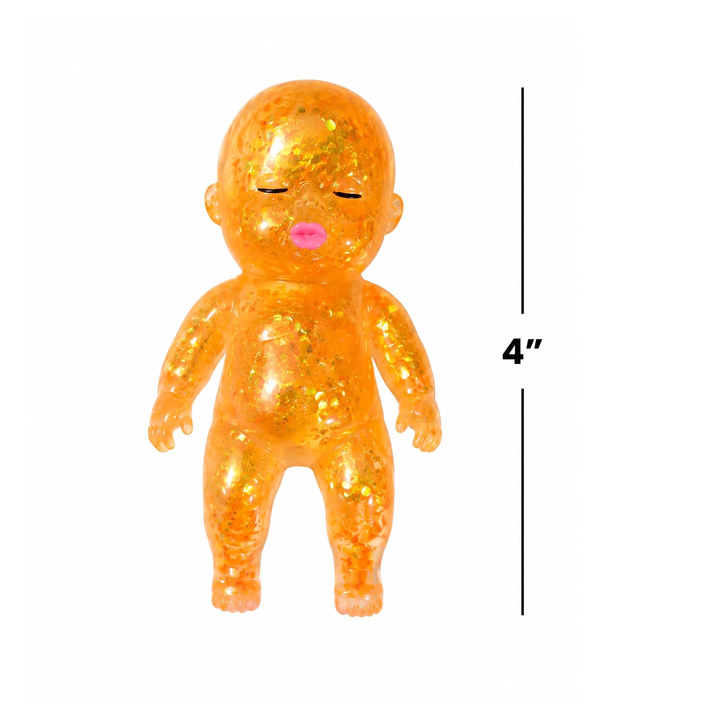 Squishy Glitter Baby 4-Inch Stress Reliever | Orange