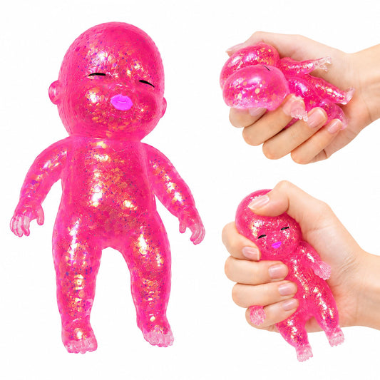 Squishy Glitter Baby 4-Inch Stress Reliever | Pink