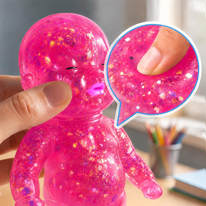 Squishy Glitter Baby 4-Inch Stress Reliever | Pink
