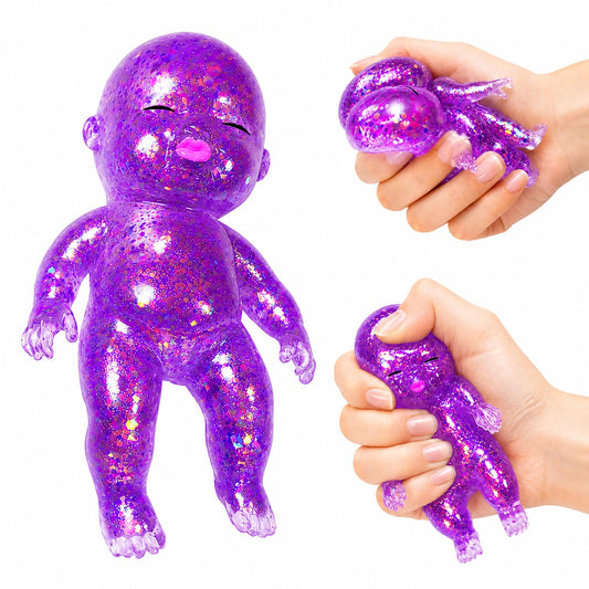Squishy Glitter Baby 4-Inch Stress Reliever | Purple