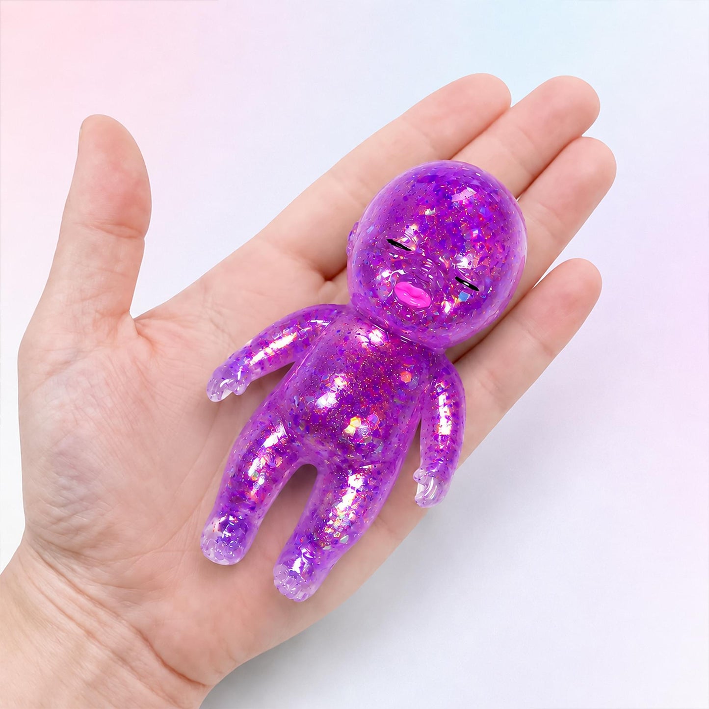 Squishy Glitter Baby 4-Inch Stress Reliever | Purple