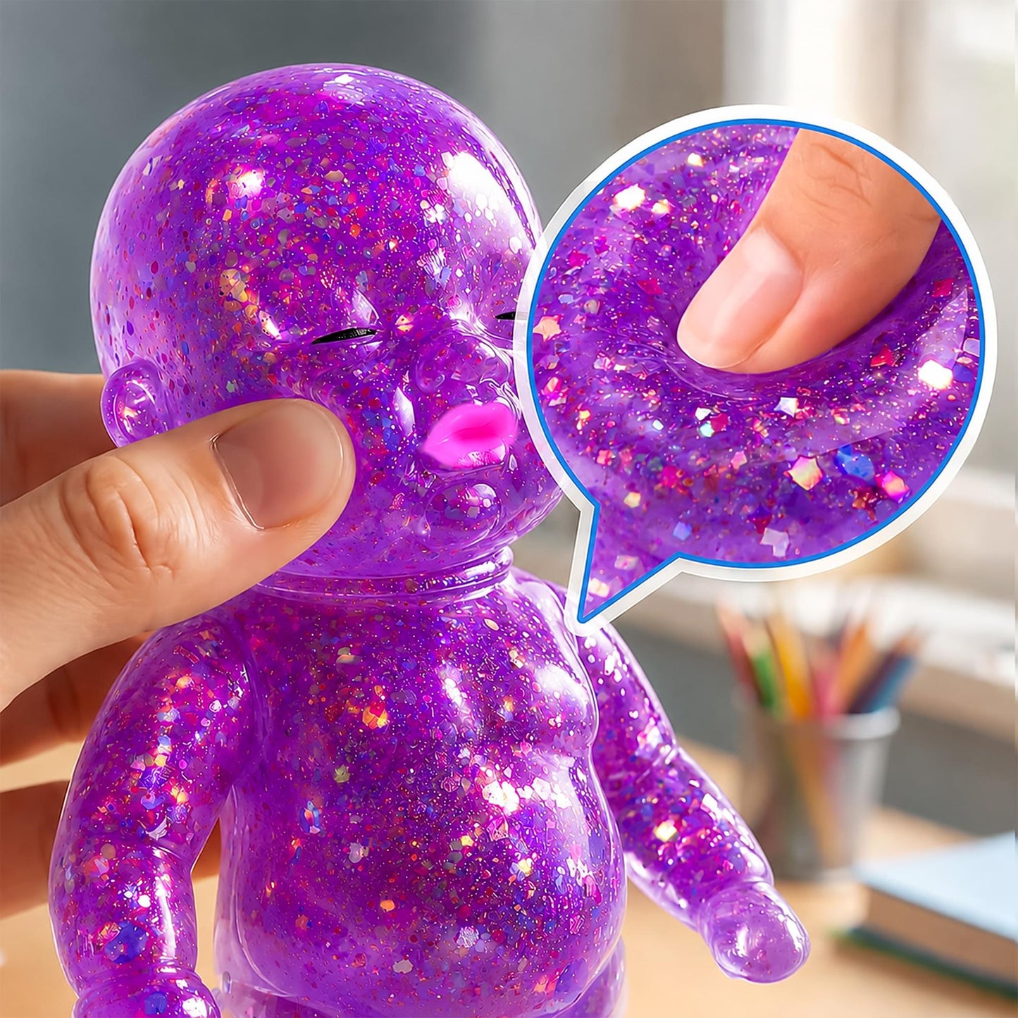 Squishy Glitter Baby 4-Inch Stress Reliever | Purple