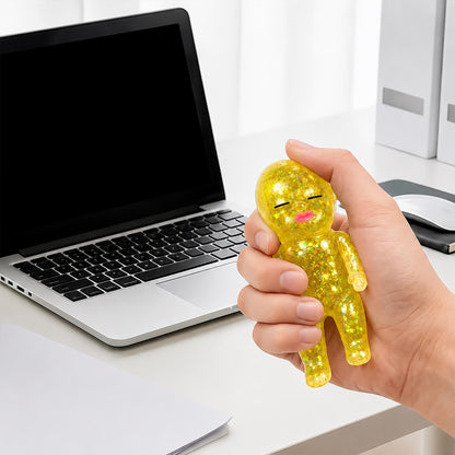 Squishy Glitter Baby 4-Inch Stress Reliever | Yellow