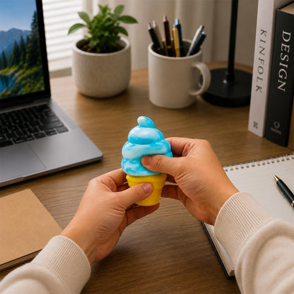 Swirl Ice Cream Cone 3-Inch Squishy Stress Relievers | Set Of 3