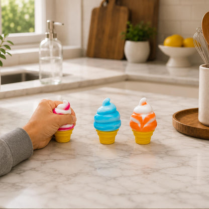 Swirl Ice Cream Cone 3-Inch Squishy Stress Relievers | Set Of 3