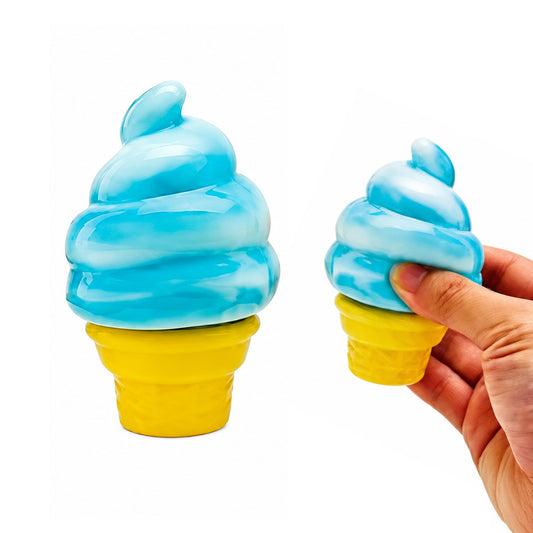 Swirl Ice Cream Cone 3-Inch Squishy Stress Reliever | Blue