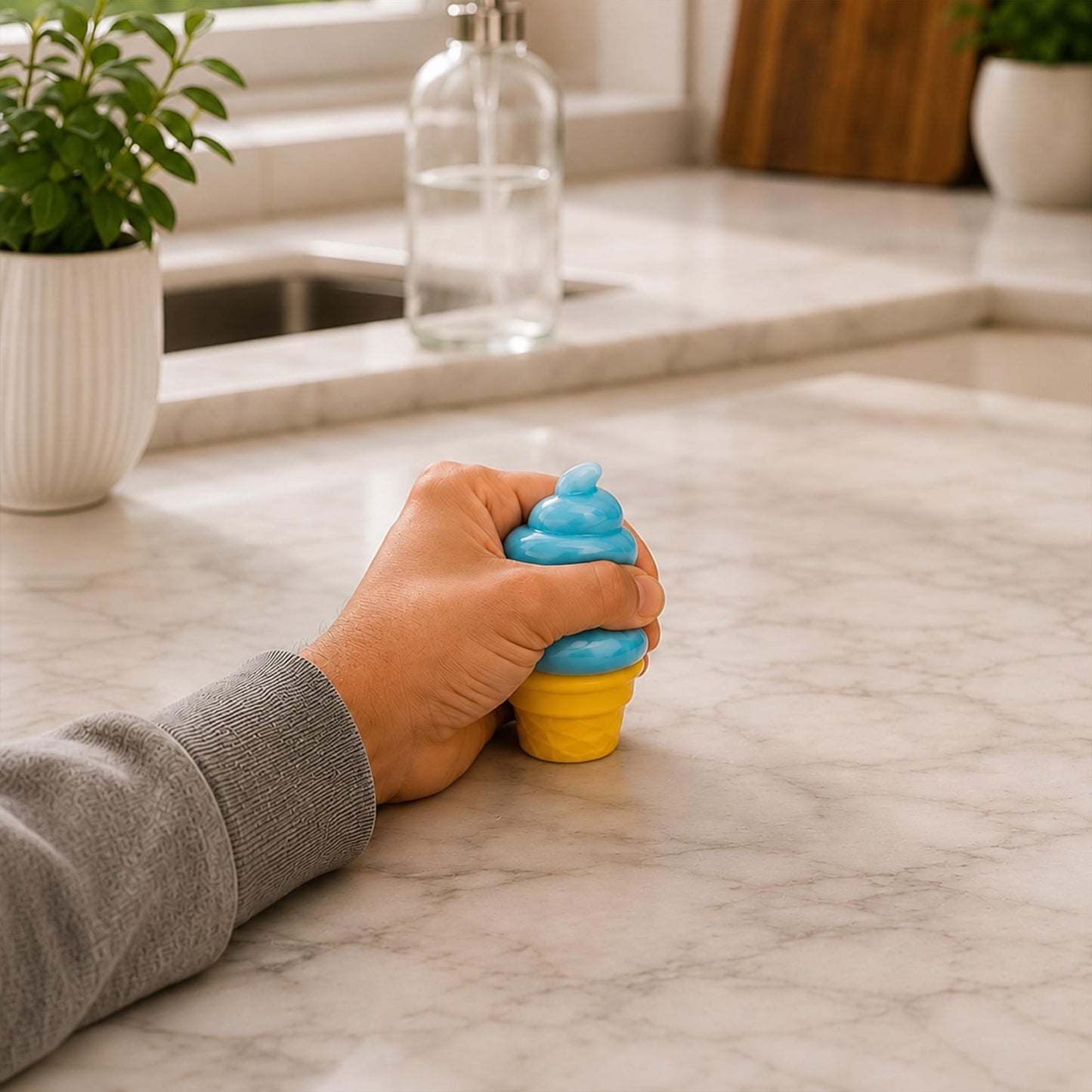 Swirl Ice Cream Cone 3-Inch Squishy Stress Reliever | Blue