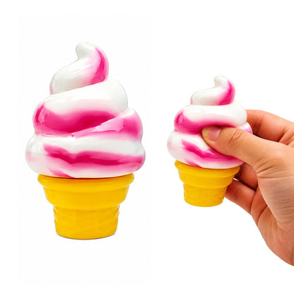 Swirl Ice Cream Cone 3-Inch Squishy Stress Reliever | Pink