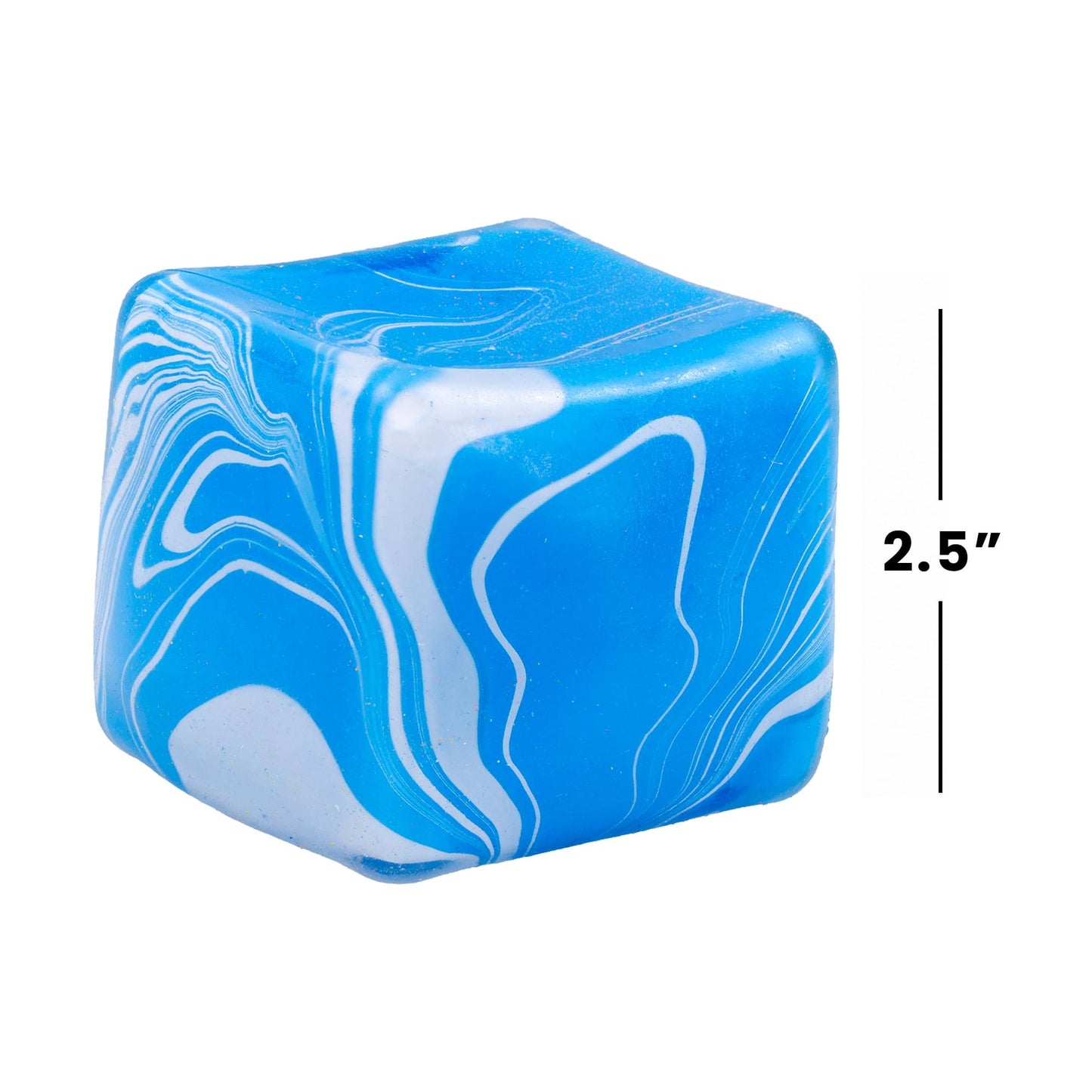 Marble Swirl Squishy Cube 2-Inch Stress Reliever | Blue & White