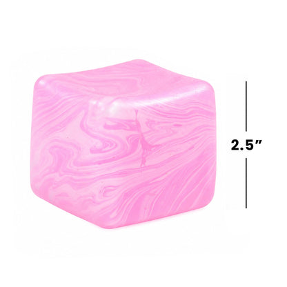 Marble Swirl Squishy Cube 2-Inch Stress Reliever | Pink & White