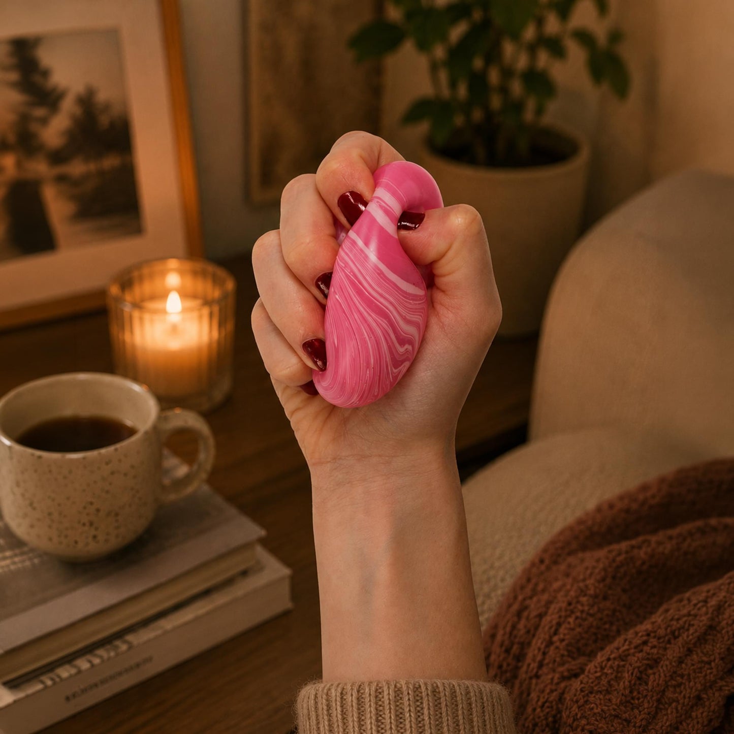 Marble Swirl Orb 2-Inch Squishy Stress Reliever | Pink