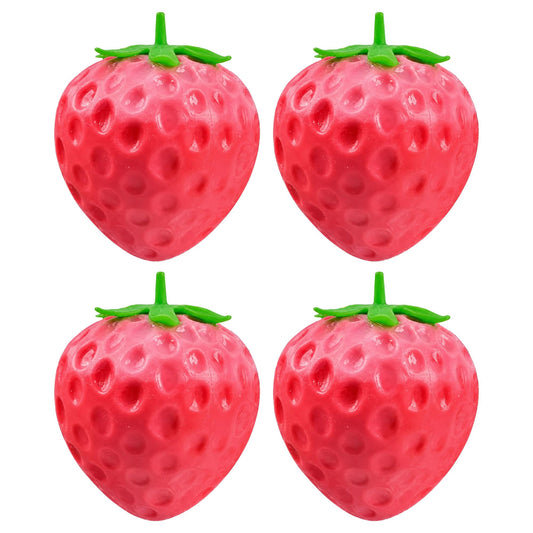 Giant Squishy Strawberry 4-Inch Stress Reliever | Set of 4