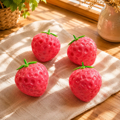 Giant Squishy Strawberry 4-Inch Stress Reliever | Set of 4
