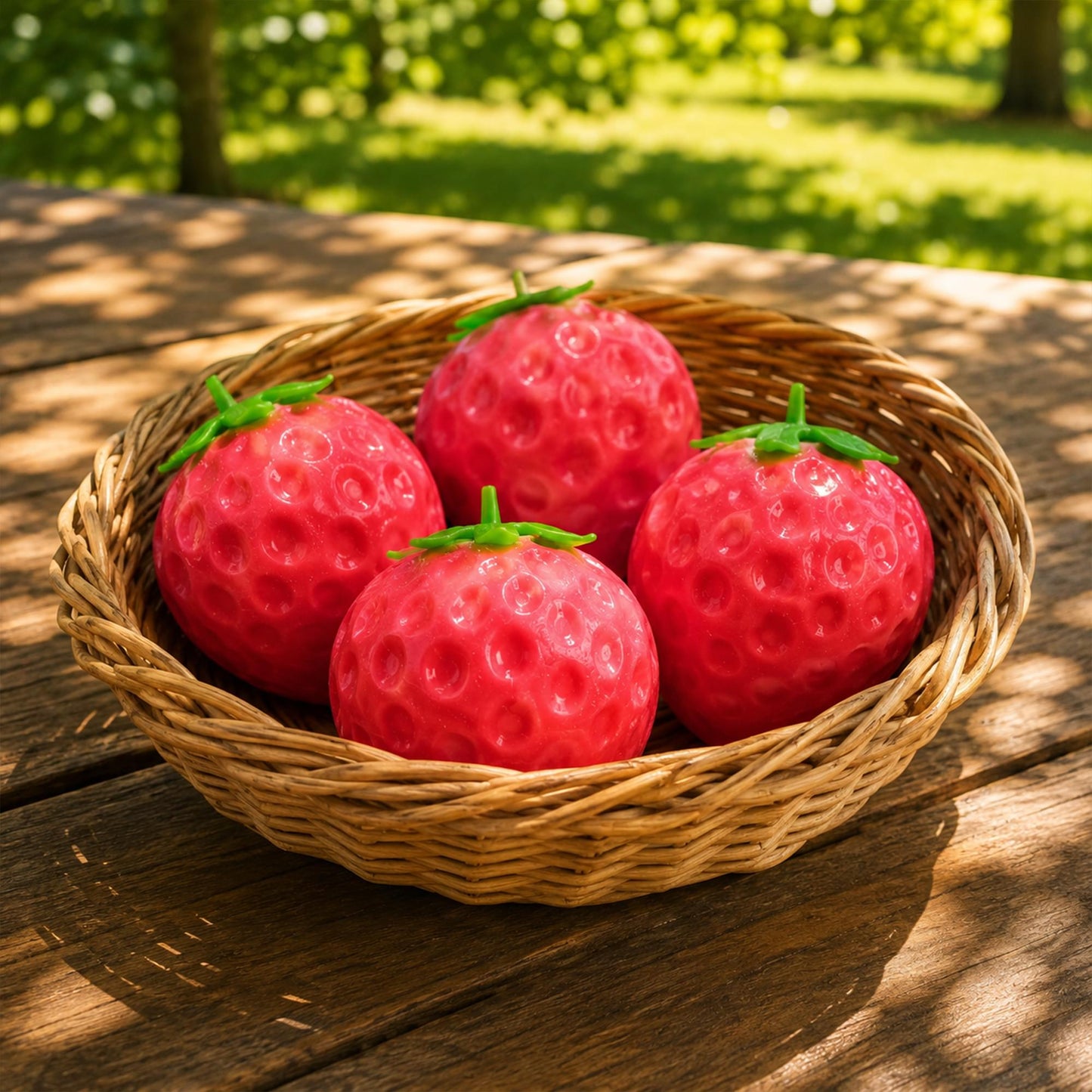 Giant Squishy Strawberry 4-Inch Stress Reliever | Set of 4