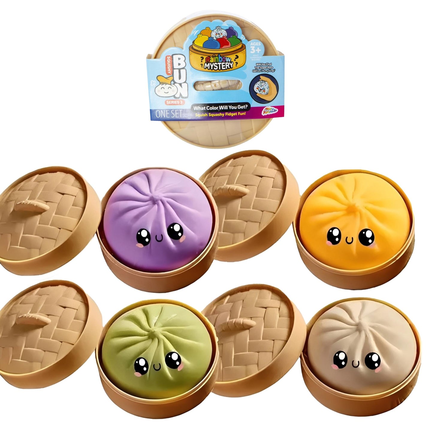 Rainbow Dumplings 2-Inch Mystery Pack Squishy | Random Set Of 4