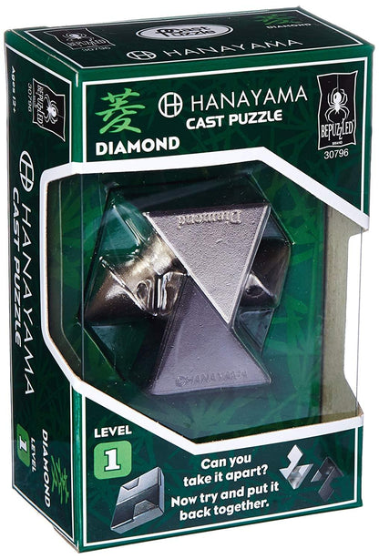 Hanayama Level 1 Cast Metal Brain Teaser Puzzle - Diamond