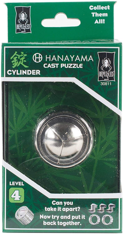 Hanayama Level 4 Cast Metal Brain Teaser Puzzle - Cylinder