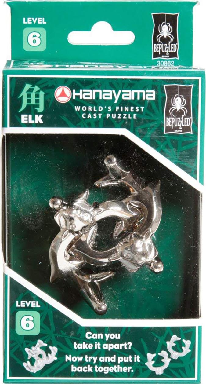 Hanayama Level 6 Cast Metal Brain Teaser Puzzle - Elk