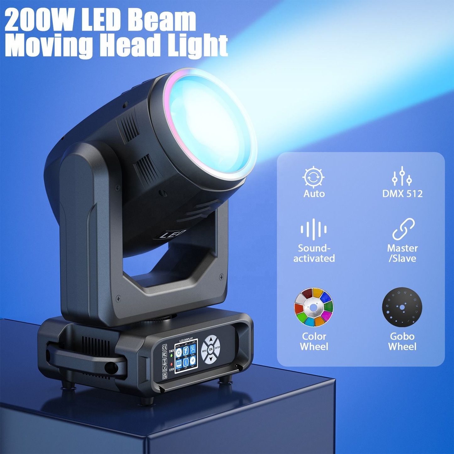 KTVLIGHTS 200W 18 Prism Rainbow LED Moving Head DJ Stage Light - E62