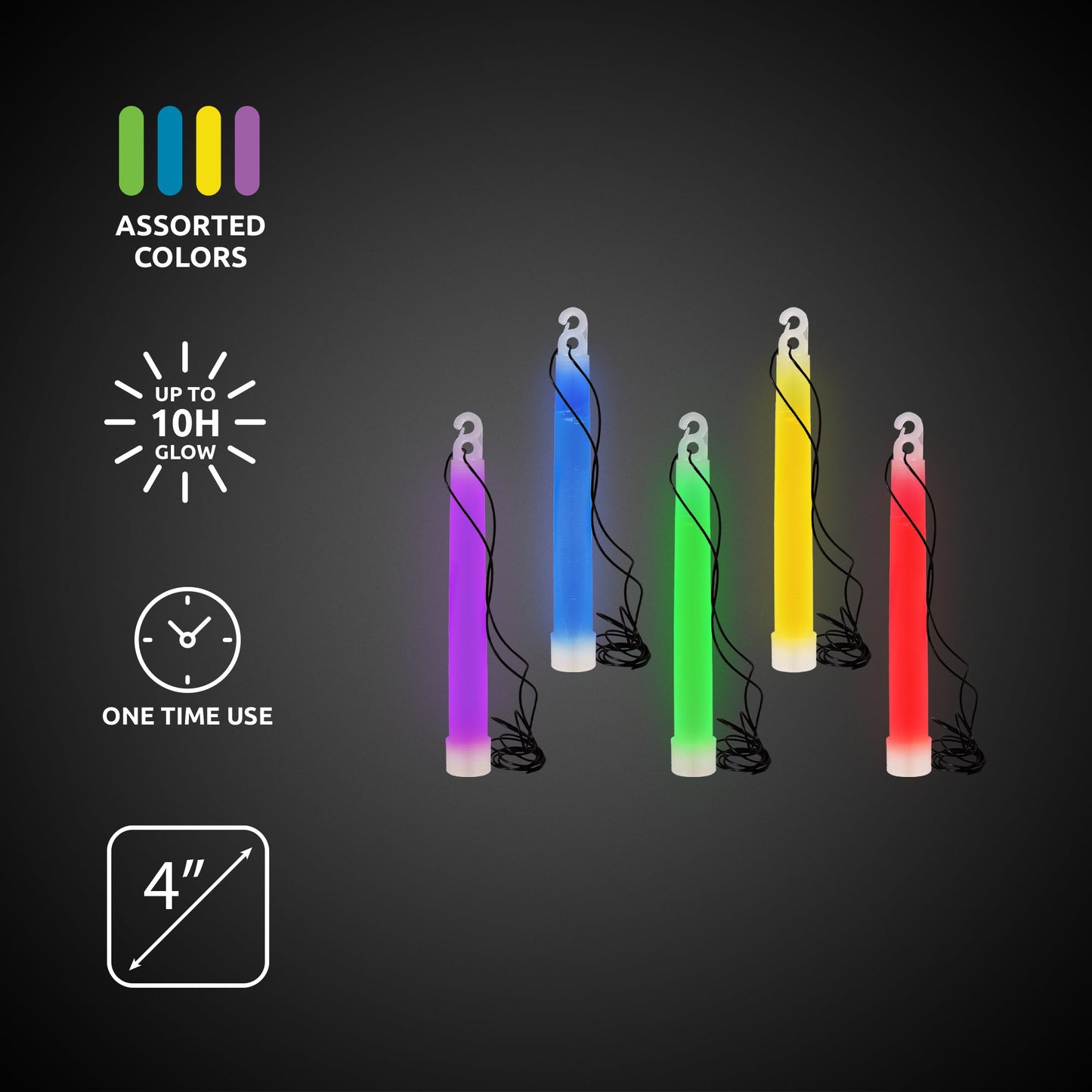 Assorted 4" Glow Sticks Retail Counter Display