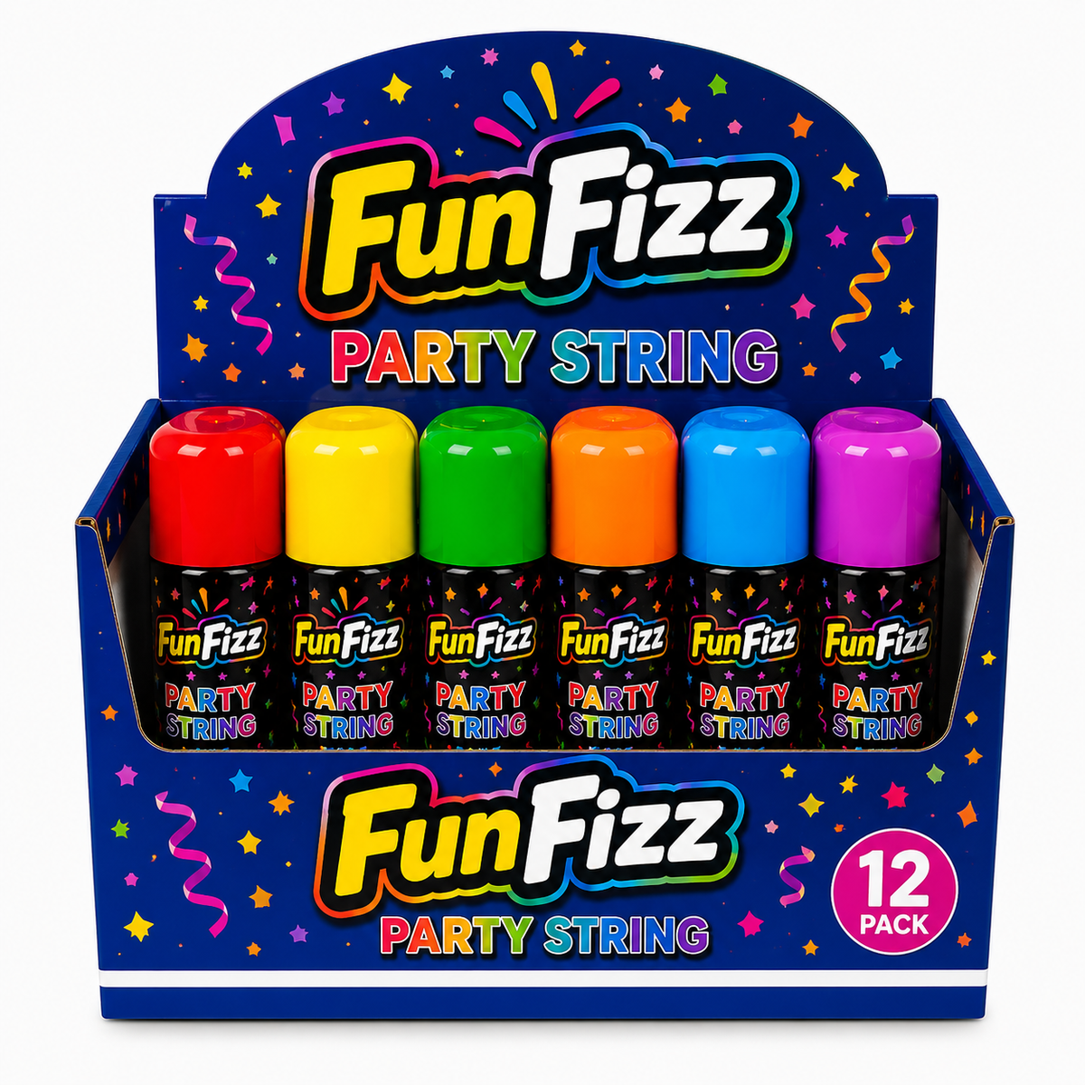 FunFizz Silly Party String Spray – 6 Pack, Non-Toxic Assorted Colors