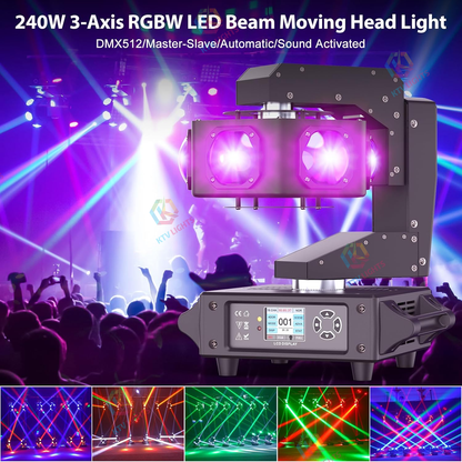 KTVLIGHTS 240W Six Eye Moving Head Light RGBW DJ Stage Lighting-E16