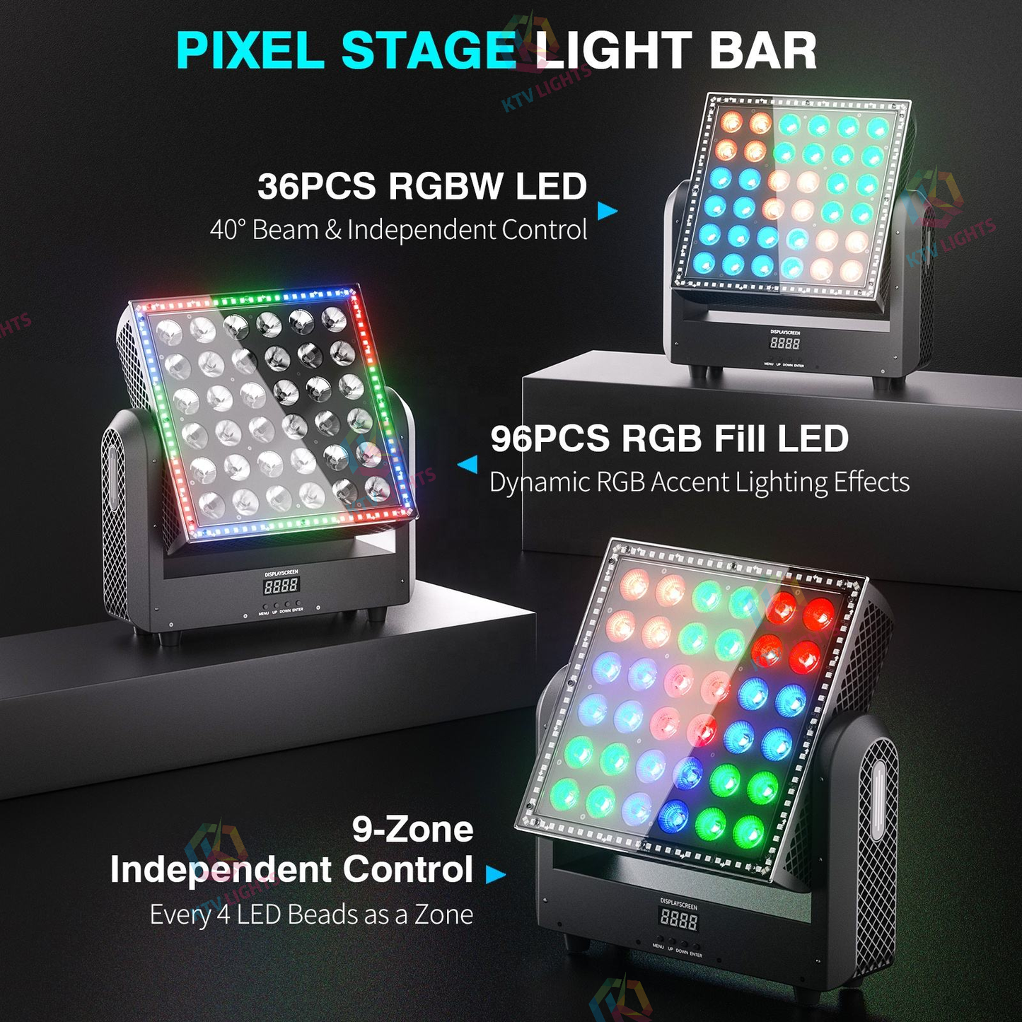 KTVLIGHTS 200W LED Strobe Moving Head Light RGBW DJ Lighting-E66