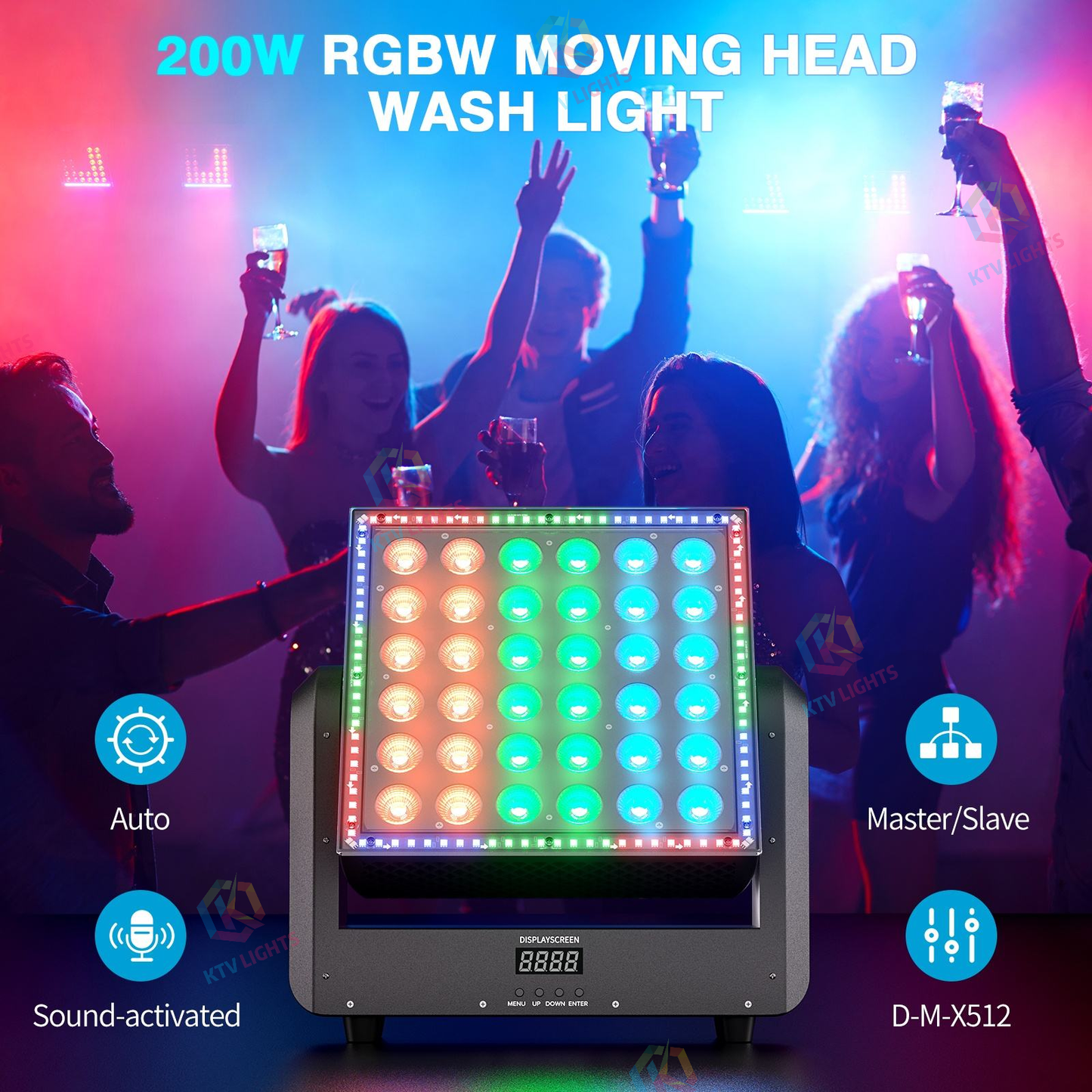 KTVLIGHTS 200W LED Strobe Moving Head Light RGBW DJ Lighting-E66