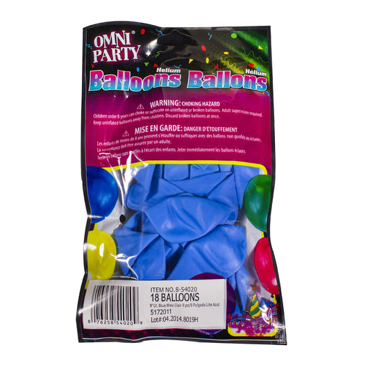 Light Blue 9" Helium Balloons