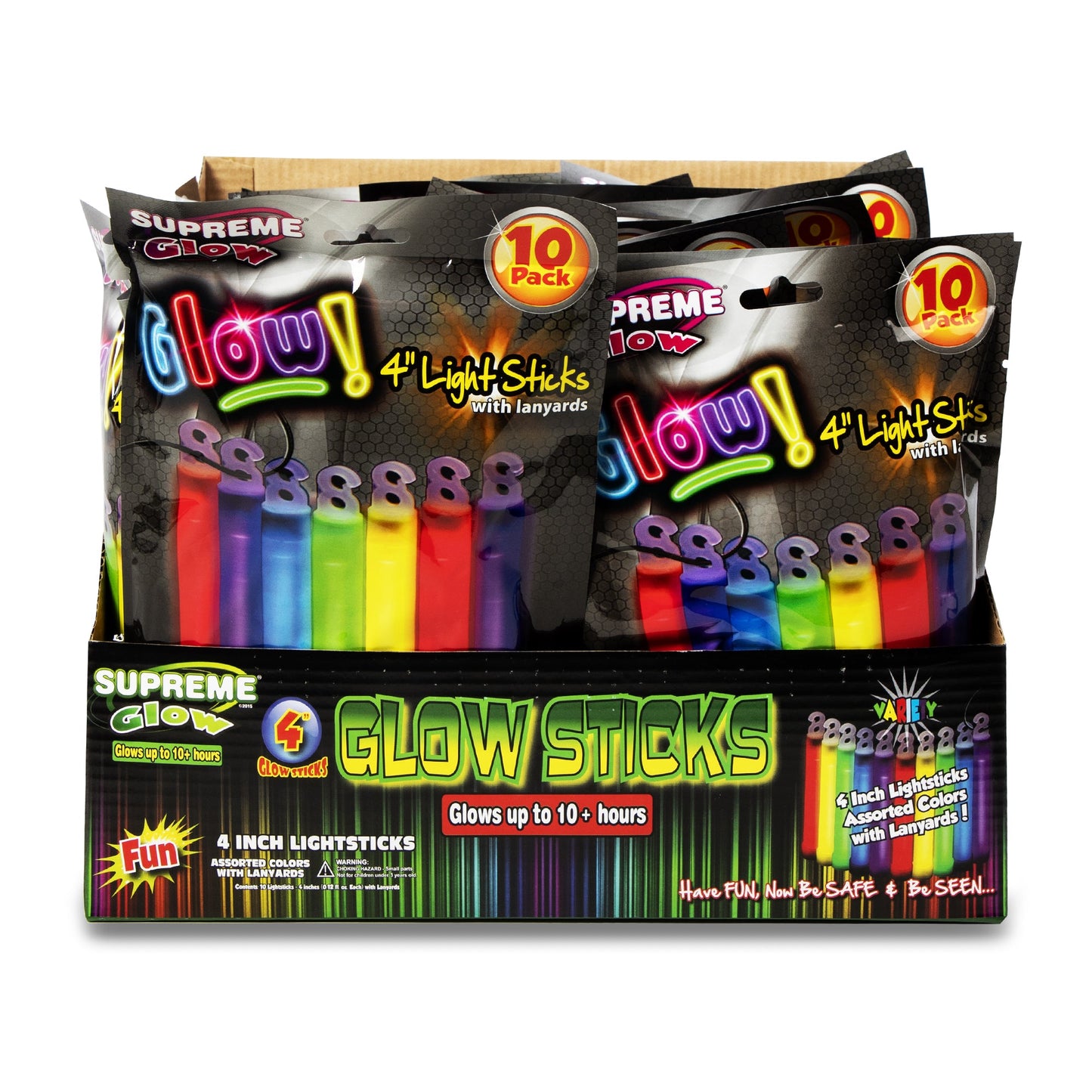 Assorted 4" Glow Sticks Retail Counter Display