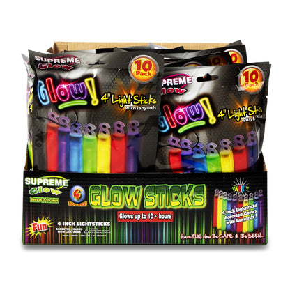 Assorted 4" Glow Sticks Retail Counter Display
