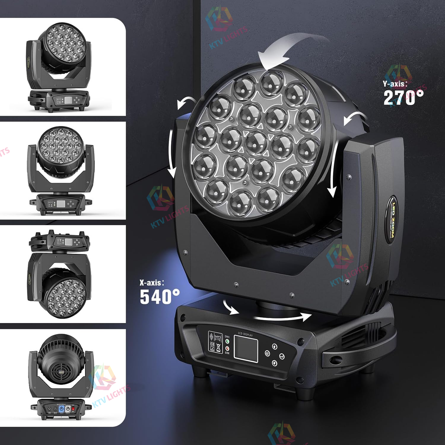 KTVLIGHTS Beam Color Zoom LED Moving Head Light DJ Party Effect-E64