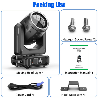 KTVLIGHTS 200W 18 Prism Rainbow LED Moving Head DJ Stage Light - E62