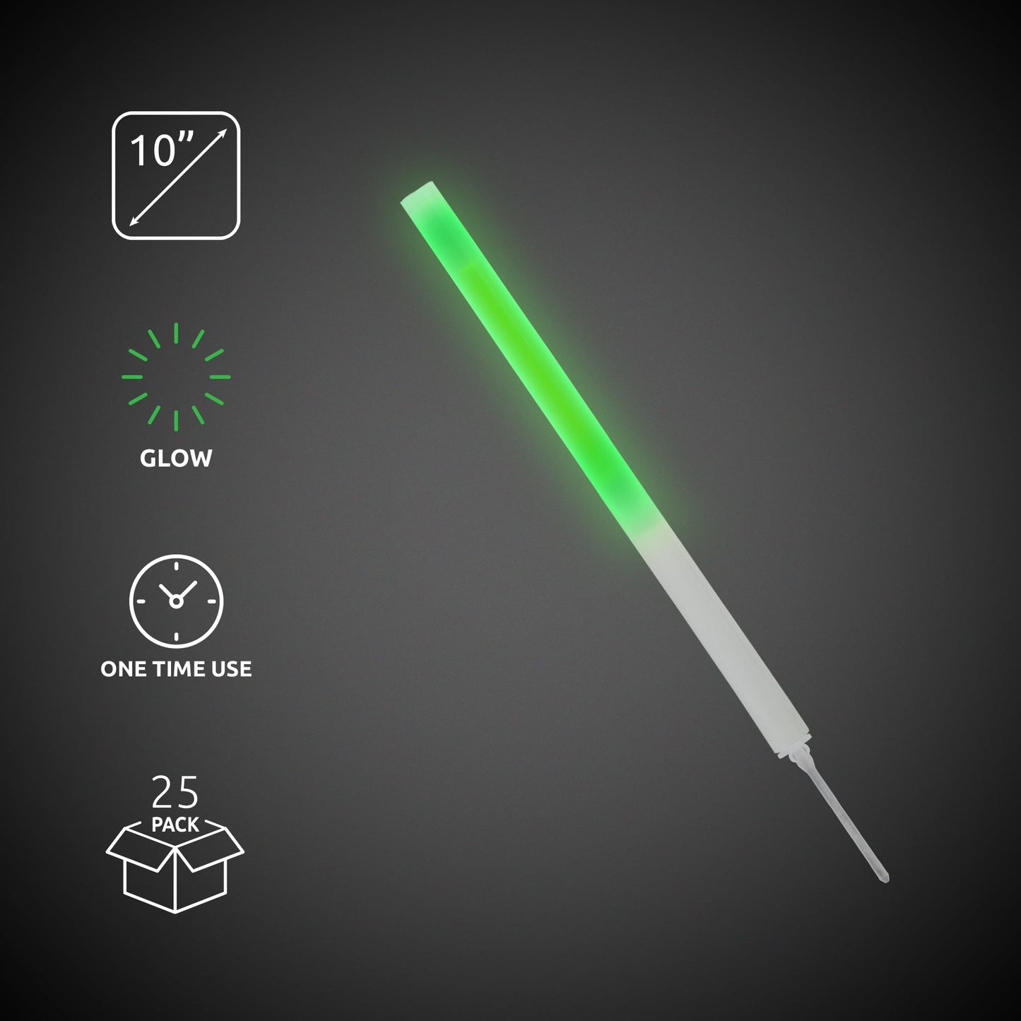 Green 10" Glow Sticks With Spikes